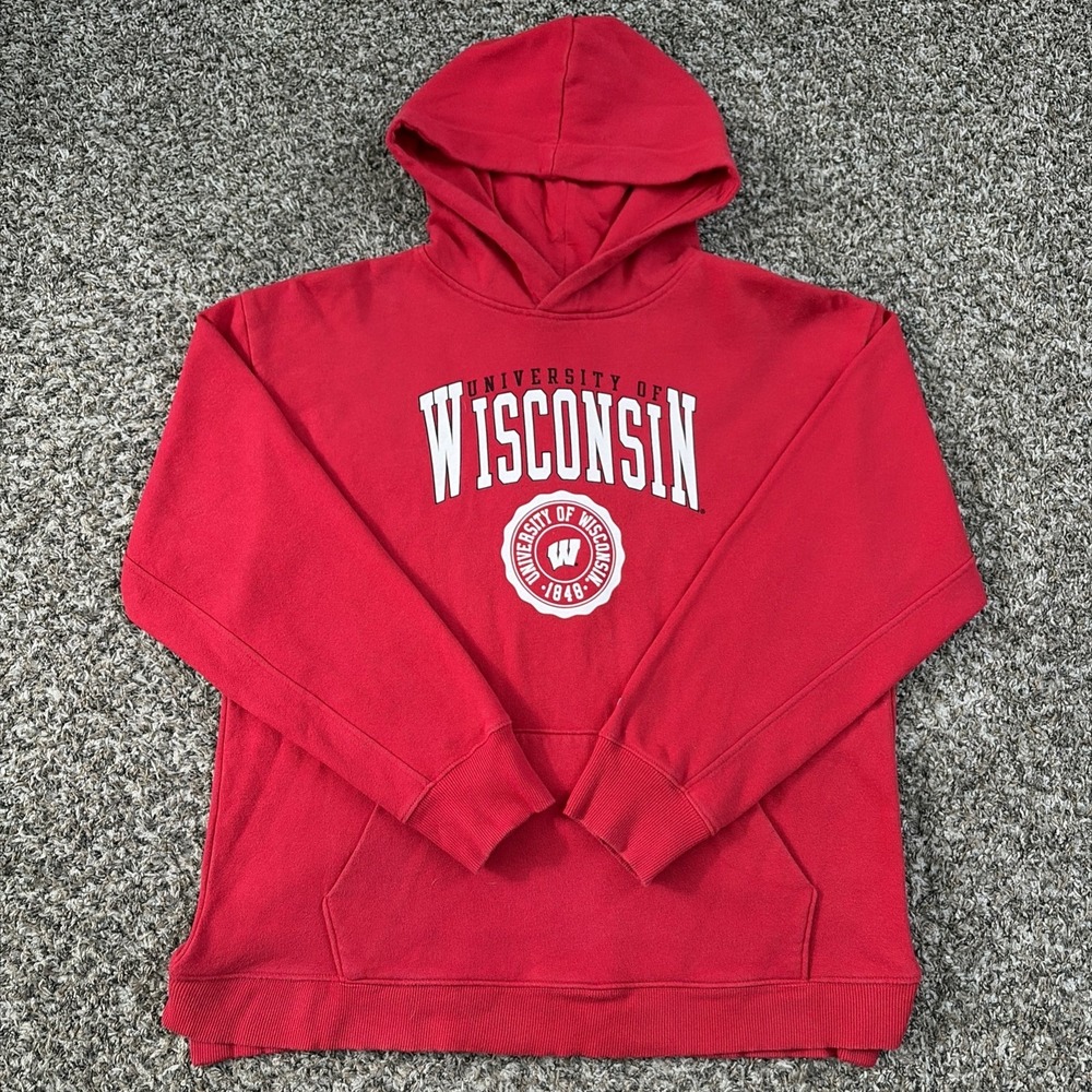 University Of Wisconsin Badgers Hoodie Large Red League 91 Sweatshirt